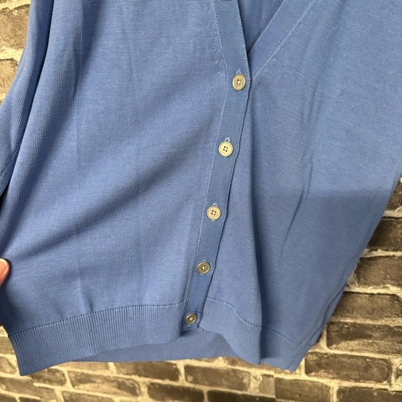 NWT Talbots button down cardigan blue v-neck - Picture 6 of 9